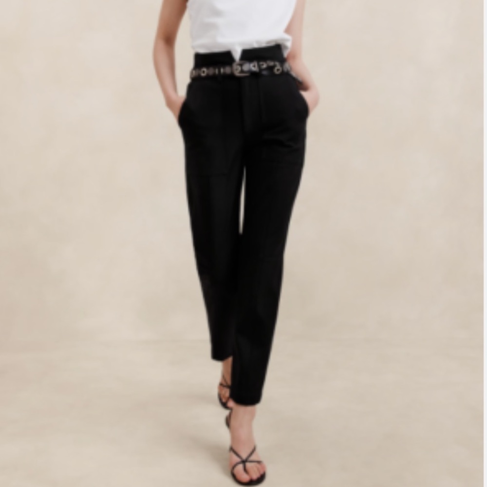 Banana Republic Refined Utility Belted Tapered Pants #754552 Black